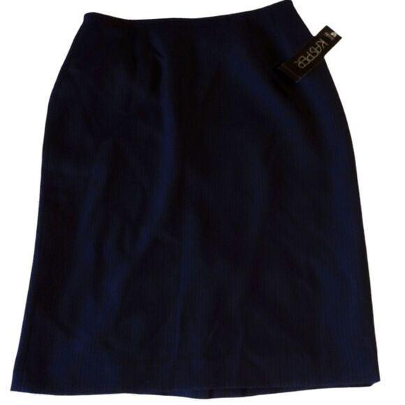 Kasper navy blue pinstripe knee length silky satin lined skirt women's size 6P - Picture 8 of 9